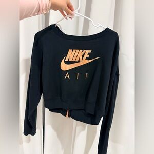 Nike Air Rally Crop Black Sweatshirt With Rose Gold Logo, Back Zipper: Small